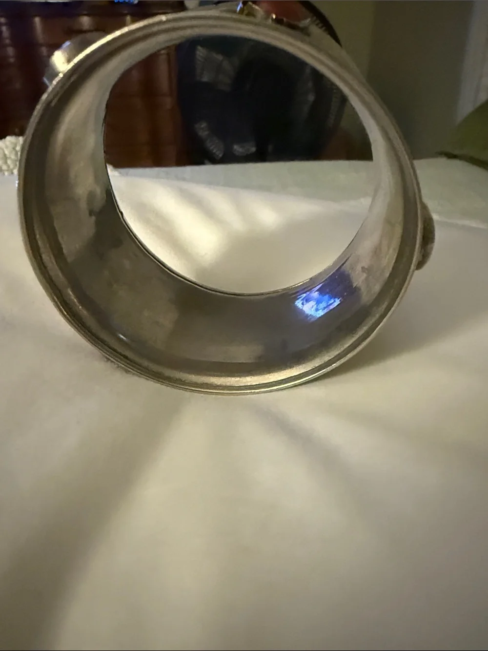 Silver Cuff Bracelet with Red Stone Accents